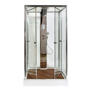 Изображение товара Душевая кабина AvaCan Z111STEAM 98582, 100 x 100 см, с баней, с гидромассажем, с электрикой, с крышей, поддон низкий, стекло прозрачное, профиль хром