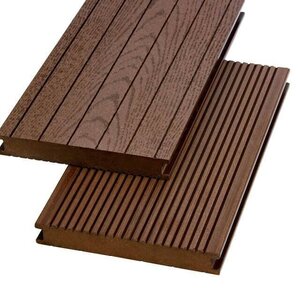 Изображение товара Террасная доска Экодэк ДПК Массив Брайт Тиснение 3D, 1282781, 13.5 х 400 см, каштан