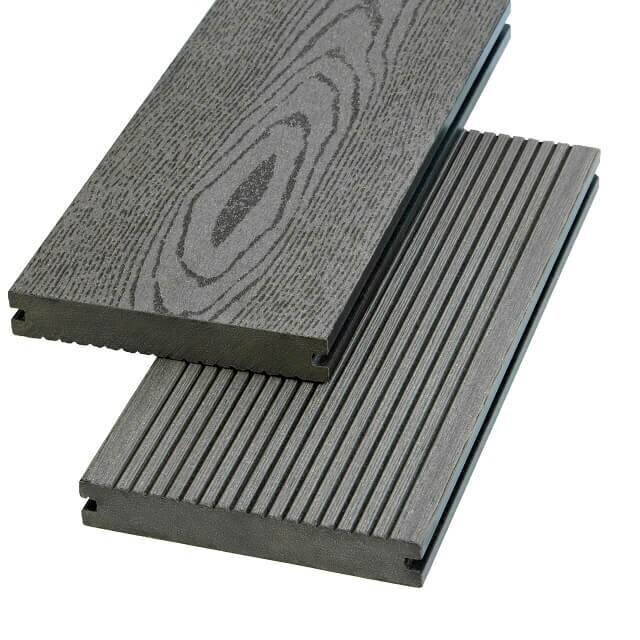 Изображение товара Террасная доска Экодэк Массив Брайт Тиснение 3D 135х23х6000 мм серый дым