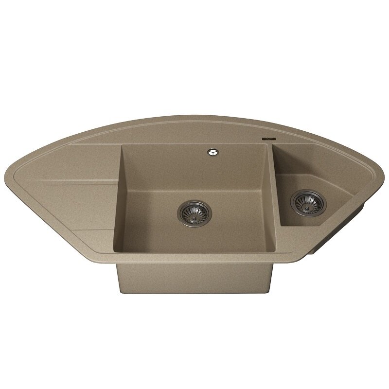 Изображение товара Кухонная мойка Uperwood Quartz Premium UPD-06 матовая бежевая, 2 чаши, угловая