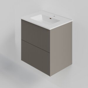 Изображение товара Тумба под раковину La Fenice Terra Twin Cappuccino 60 см подвесная бежевая матовая