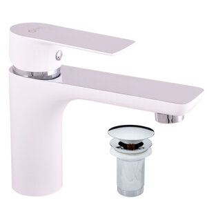 Изображение товара Смеситель для раковины Rav-Slezak Vltava VT427.5KCB, с донным клапаном, цвет белый/хром