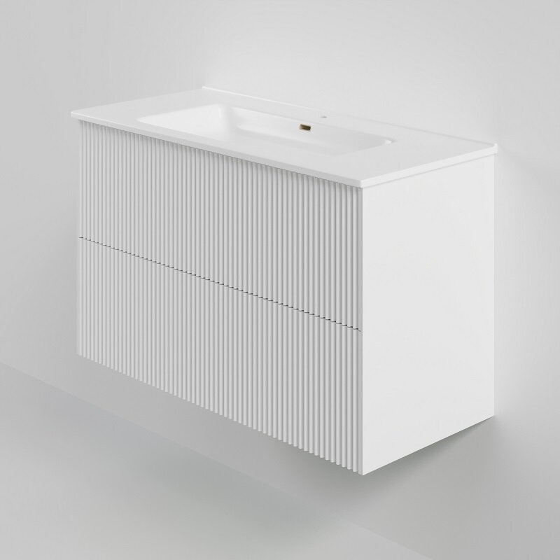 Изображение товара Тумба под раковину La Fenice Terra Twin Bianco, FNC-01-TER-B-100-2, 100 см, подвесная, белая матовая Изображение товара Тумба под раковину La Fenice Terra Twin Bianco, FNC-01-TER-B-100-2, 100 см, подвесная, белая матовая