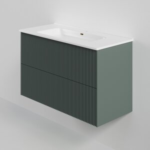 Изображение товара Тумба под раковину La Fenice Terra Twin Grigio FNC-01-TER-G-100-2, 100 см, подвесная, серо-зелёная матовая