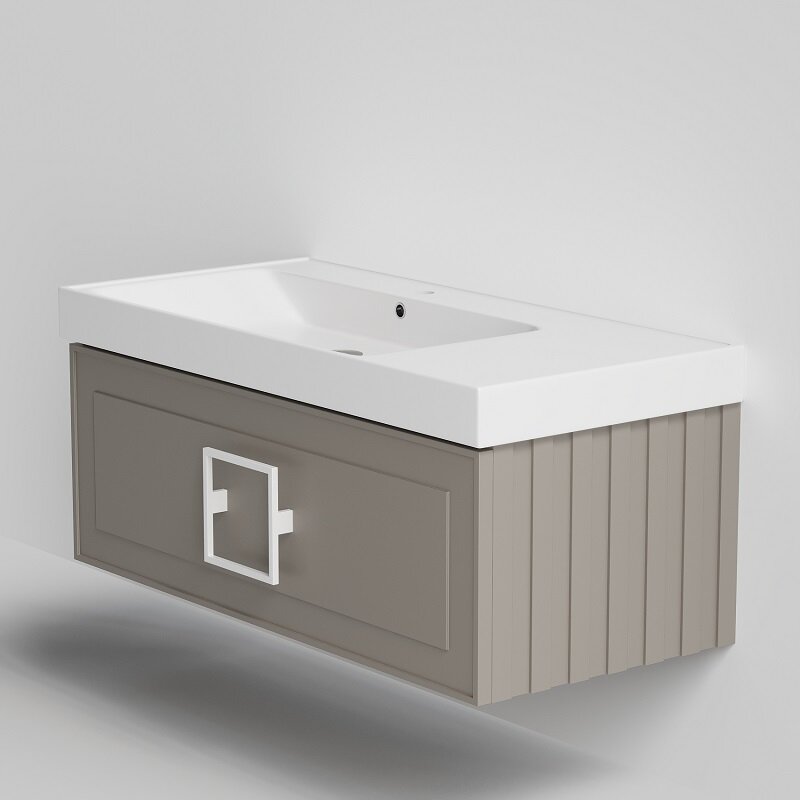 Изображение товара Подвесная тумба под раковину La Fenice Cubo Cappuccino 100 см бежевый матовый