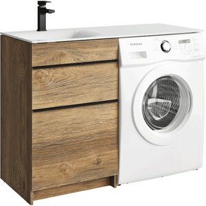 Изображение товара Тумба с раковиной под стиральую машину Aqwella Terra TER01052NDB+FOR.11.04.D-L/TER01052NDB+FOR.11.04.D-R, 115 см, напольная, дуб балтийский, чаша раковины слева/справа