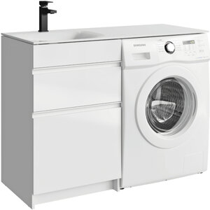 Изображение товара Тумба с раковиной Aqwella Duet DU01052N+FOR 115 см белая для стиральной машины