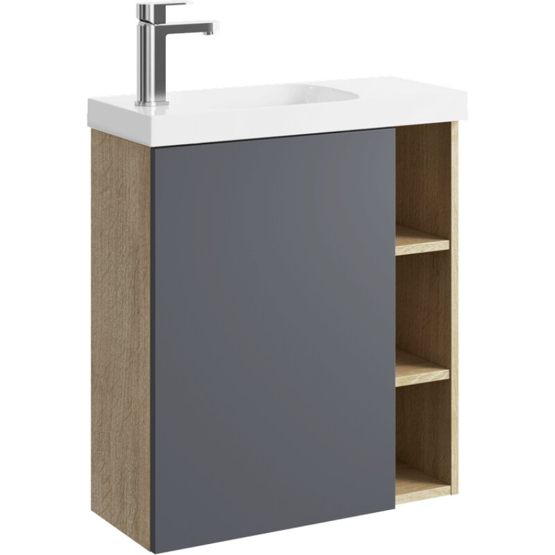 Изображение товара Подвесная тумба с раковиной Aqwella Alba 60 см, дуб и серый дизайн
