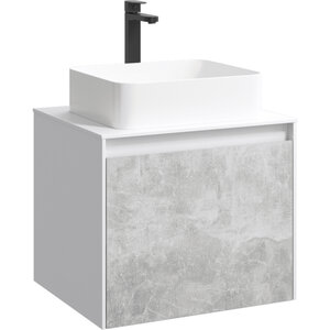 Изображение товара Тумба под раковину Aqwella Mobi MOB0106W+MOB0706BS, 60 см, подвесная, цвет белый/бетон светлый