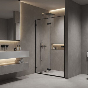 Изображение товара Душевая дверь Aquame AQM7408-2-10, 100 см, стекло прозрачное, профиль черный матовый