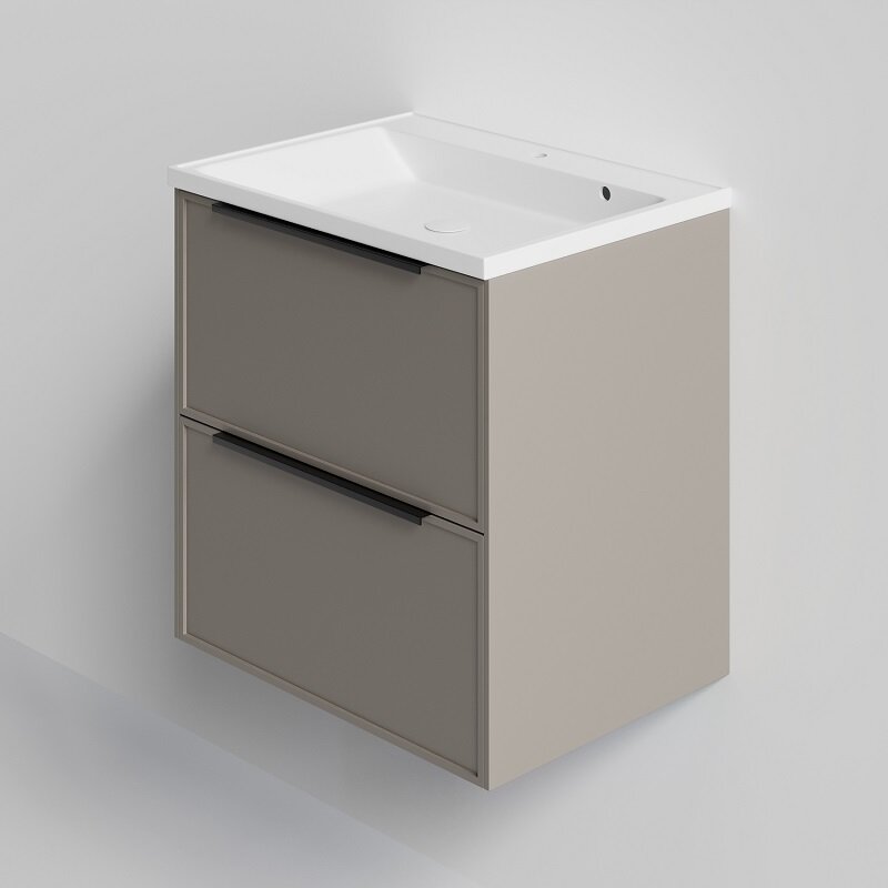 Изображение товара Тумба под раковину La Fenice Simpla Cappuccino Twin FNC-01-SIM-C-60-2, 60 см, подвесная, бежевая матовая