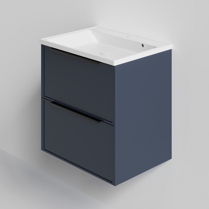 Изображение товара Тумба под раковину La Fenice Simpla Blu Grigio Twin FNC-01-SIM-BG-100-2, 100 см, подвесная, синяя матовая
