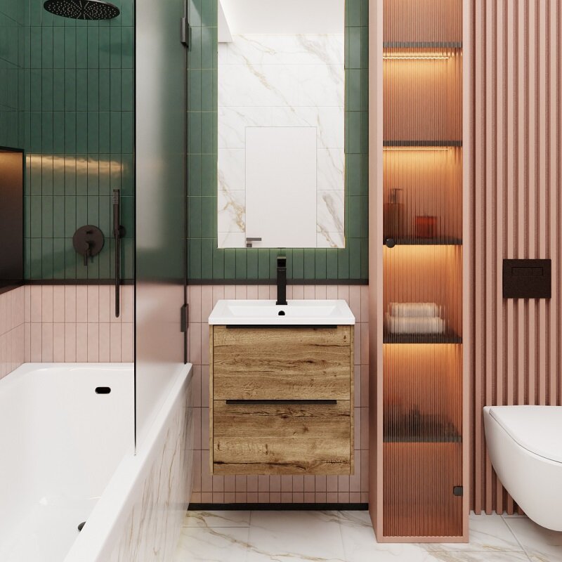 Изображение товара Тумба под раковину La Fenice Tesoro Galifaks FNC-01-TES-DGT-60-2, 60 см, подвесная, табак