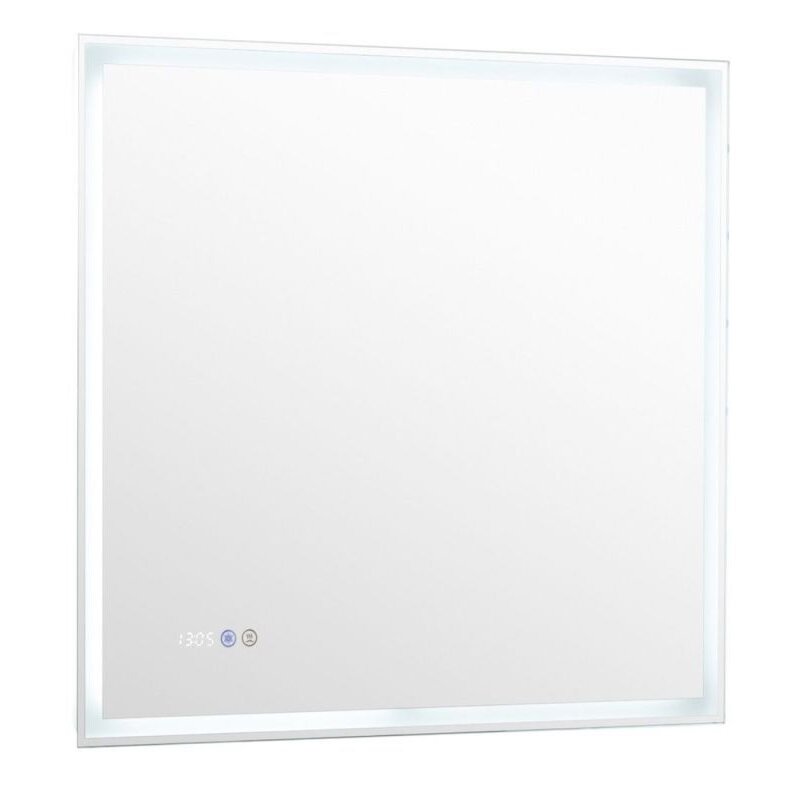 Изображение товара Зеркало Aquanet Оптима 288965 80 см с LED подсветкой и часами белый матовый