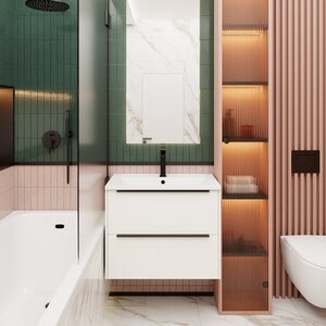 Изображение товара Подвесная тумба под раковину La Fenice Tesoro Platina 80 см белая матовая