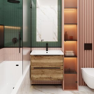 Изображение товара Тумба под раковину La Fenice Tesoro Galifaks FNC-01-TES-DGT-100-2, 100 см, подвесная, табак