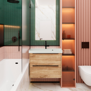 Изображение товара Тумба под раковину La Fenice Tesoro Kanzas FNC-01-TES-DKK-100-2, 100 см, подвесная, коричневая