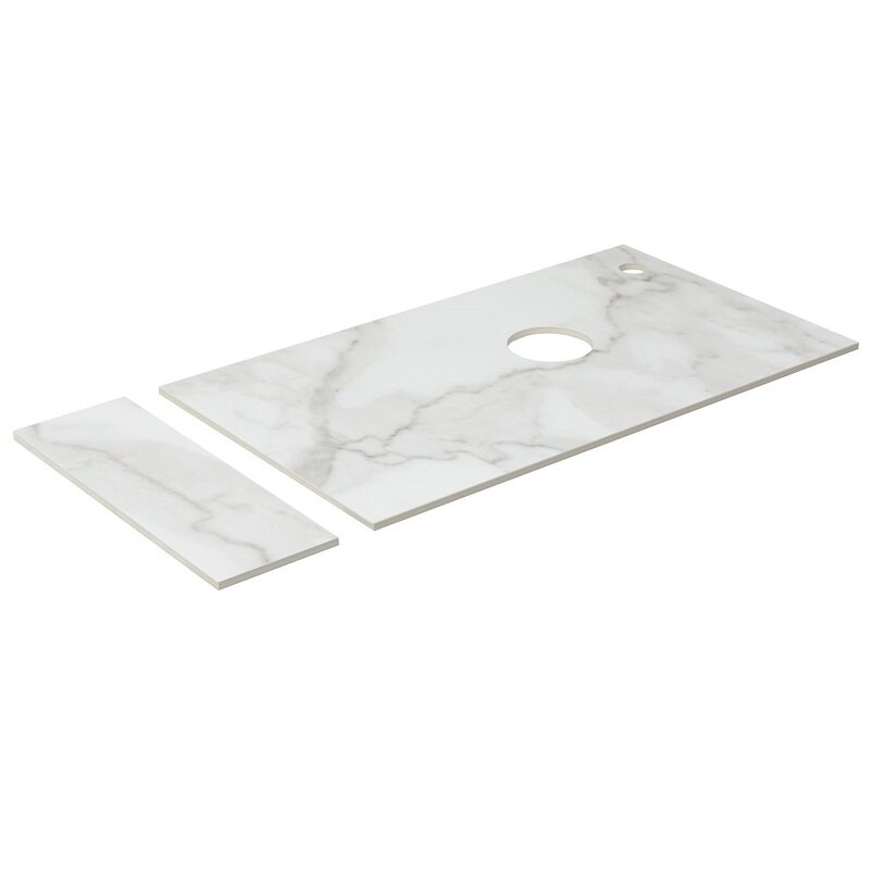 Изображение товара Столешница Aquanet Nova Lite Loft 75 R АВ01 белый мрамор с полкой, 75 см