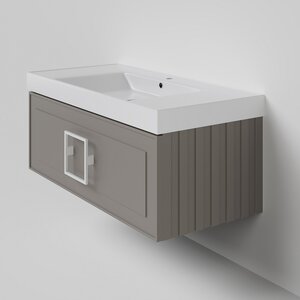 Изображение товара Тумба с раковиной La Fenice Cubo Cappuccino NFNC-01-CUB-C-100-2-100, 100 см, подвесная, бежевая матовая, ручка белая