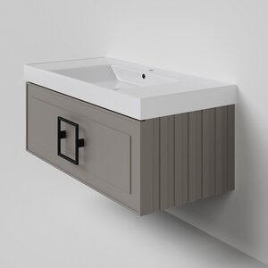 Изображение товара Тумба с раковиной La Fenice Cubo Cappuccino NFNC-01-CUB-C-100-3-100, 100 см, подвесная, бежевая матовая, ручка черная
