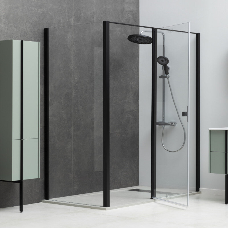 Изображение товара Душевой уголок Allen Brau Priority 120x80 см, стекло прозрачное, профиль черный браш, распашные две