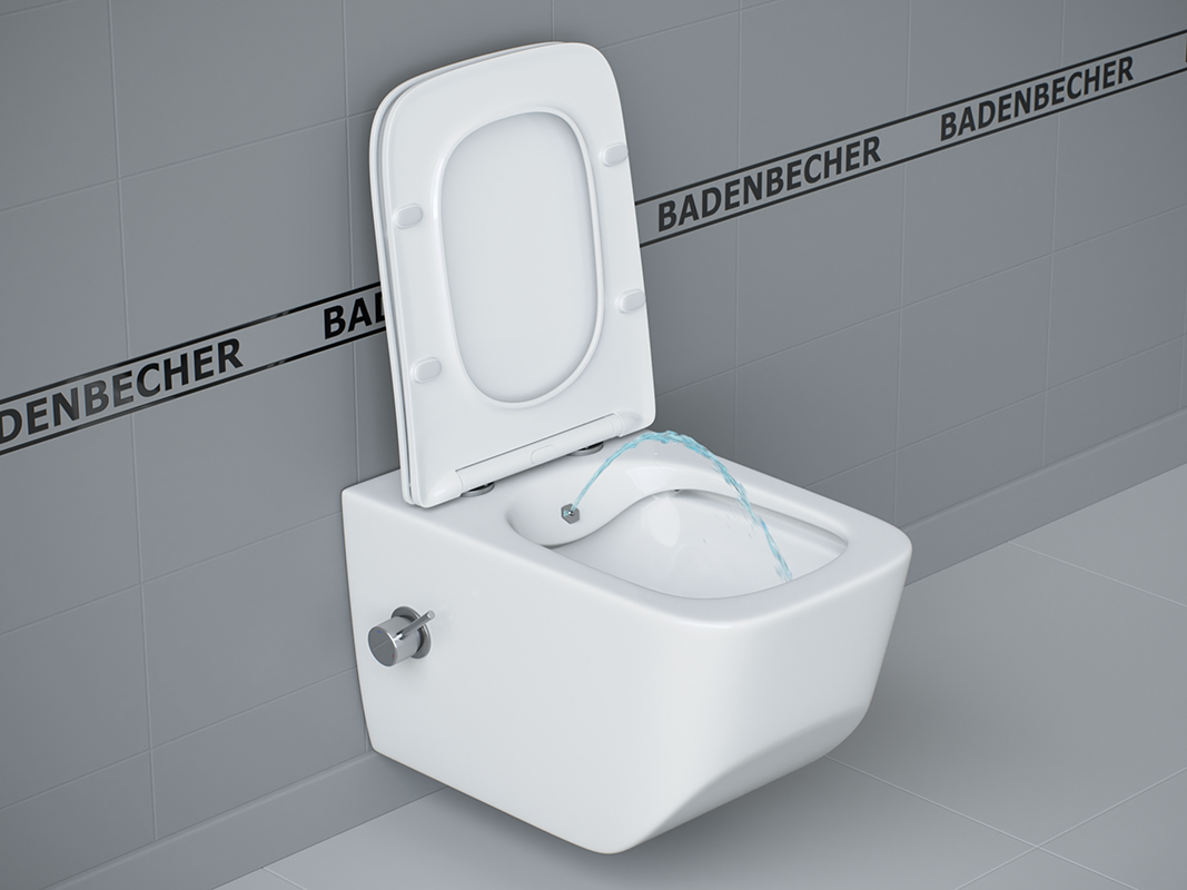 Изображение товара Подвесной унитаз Badenbecher 04ABRLW с биде и крышкой микролифт белый