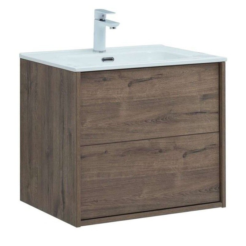 Изображение товара Тумба под раковину Aquanet Lino 60 см коричневая влагостойкий ЛДСП
