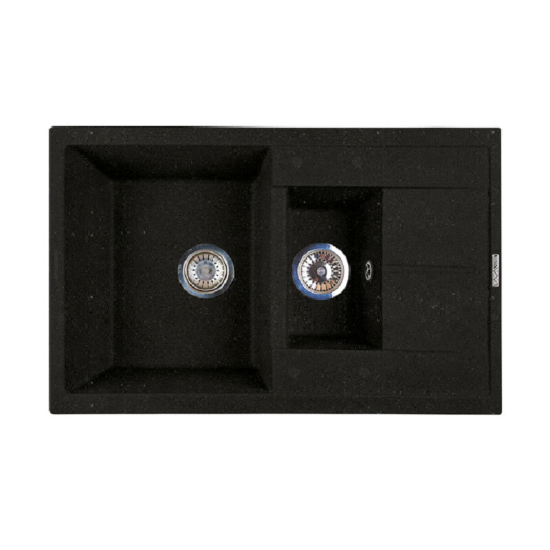 Изображение товара Кухонная мойка Lava D4.LAV 78 см искусственный камень черный металлик Угловая