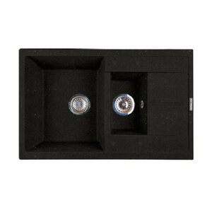 Изображение товара Кухонная мойка Lava D4.LAV, 78 см, материал искусственный камень, цвет LAVA чёрный металлик