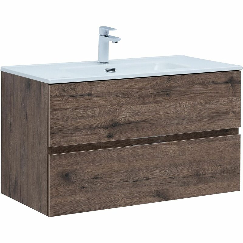 Изображение товара Тумба под раковину Aquanet Алвита New 334187 90 см влагостойкая подвесная дуб веллингтон табак