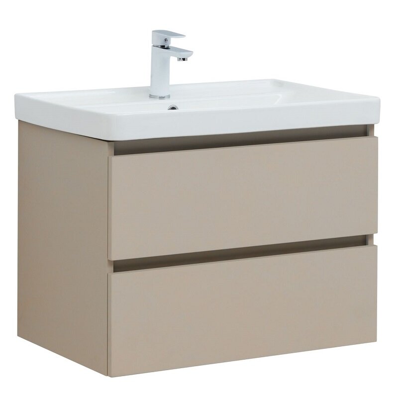 Изображение товара Тумба под раковину Aquanet Вега 2.0 70 см подвесная бежевый soft touch