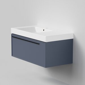 Изображение товара Тумба с раковиной La Fenice Elba Blu Grigio NFNC-01-ELB-BG-80-3-80, 80 см, подвесная, синяя матовая, ручка черная