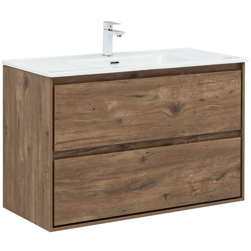 Изображение товара Тумба под раковину Aquanet Милан 336380 100 см дуб рустикальный подвесная