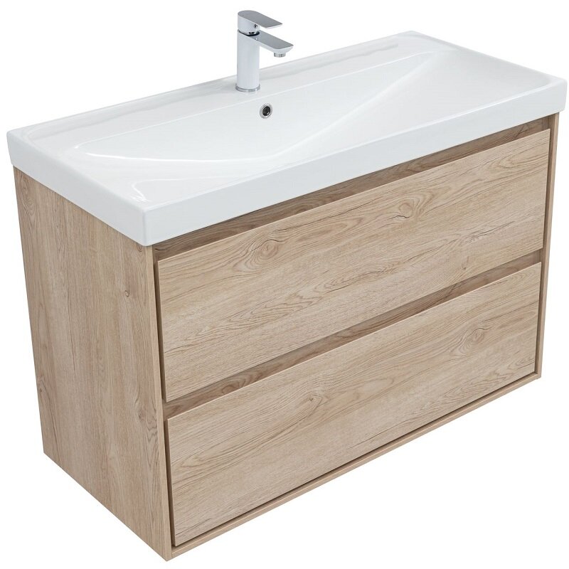 Изображение товара Тумба под раковину Aquanet Милан 336385, 100 см, цвет дуб светлый