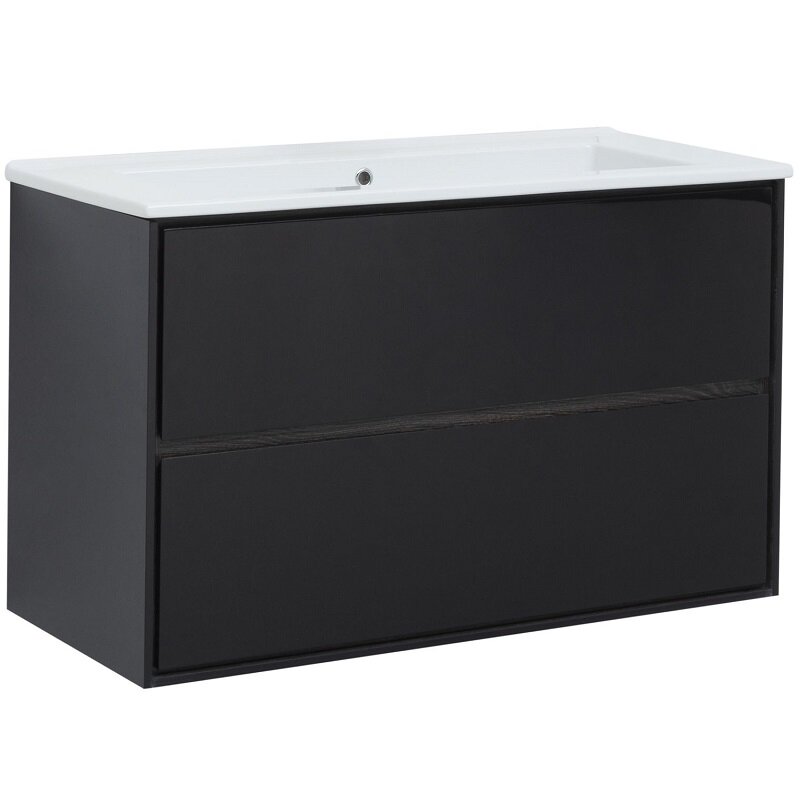 Изображение товара Тумба под раковину Aquanet Милан 316690 105 см черный глянцевый подвесная