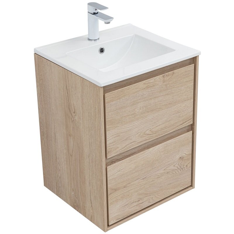 Изображение товара Тумба под раковину Aquanet Милан 336381 50 см светлый дуб подвесная