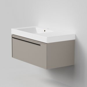 Изображение товара Тумба с раковиной La Fenice Elba Cappuccino NFNC-01-ELB-C-90-3-90L, 90 см, подвесная, бежевая матовая, чаша слева, ручка черная