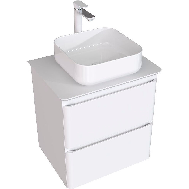 Изображение товара Тумба под раковину Aquanet Эмбер 60 см, матовая белая, подвесная или напольная мебель для ванной