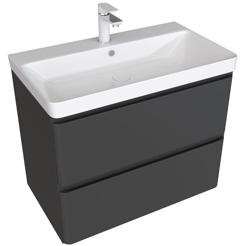 Изображение товара Тумба под раковину Aquanet Эмбер 80 см черный матовый - современная сантехническая мебель