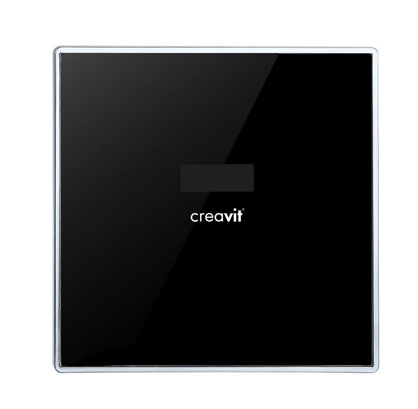 Изображение товара Смывное устройство для писсуаров Creavit ES4810, сенсорное, черный глянец, рамка хром Изображение товара Смывное устройство для писсуаров Creavit ES4810, сенсорное, черный глянец, рамка хром