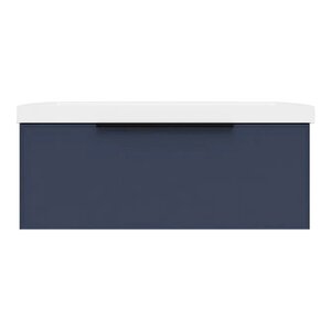 Изображение товара Тумба с раковиной La Fenice Simpla Blu Grigio NFNC-01-SIM-BG-100-3-100, 100 см, подвесная, синяя матовая