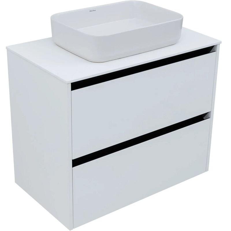 Изображение товара Тумба под раковину Allen Brau Activity 1.34004.WM, 80 см, подвесная, с LED подсветкой, белый матовый/черный браш