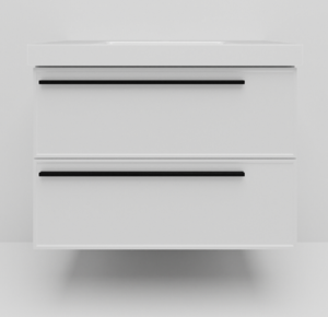 Изображение товара Тумба с раковиной La Fenice Elba Twin Bianca NFNC-01-ELB-B-90-2-3-90-2L, 90 см, подвесная, белая матовая, чаша слева, ручка черная