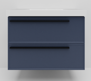 Изображение товара Тумба с раковиной La Fenice Elba Twin Blu Grigio NFNC-01-ELB-BG-90-2-3-90-2L, 90 см, подвесная, синяя матовая, чаша слева, ручка черная