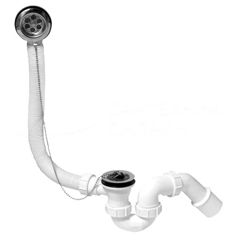 Изображение товара Сифон для ванны McAlpine MRB1 с переливом хромированный, вертикальный, 505 мм