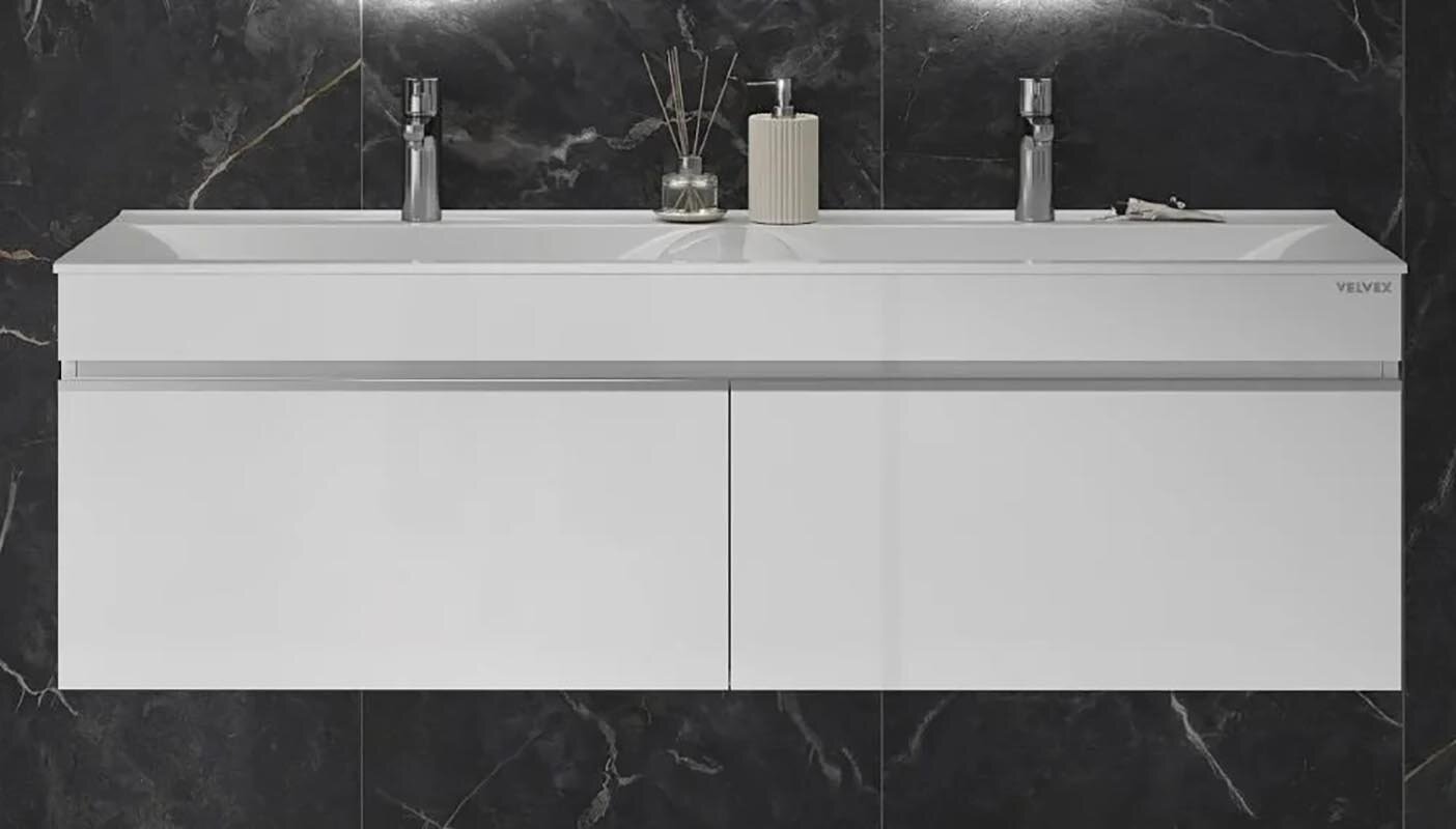 Изображение товара Тумба под раковину Velvex Pulsus tp.PUL.PUL.140.2Y белый глянец, 140 см, подвесная Изображение товара Тумба под раковину Velvex Pulsus tp.PUL.PUL.140.2Y белый глянец, 140 см, подвесная