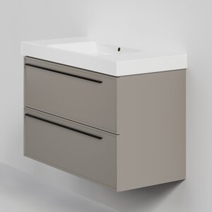 Изображение товара Тумба с раковиной La Fenice Elba Twin Cappuccino NFNC-01-ELB-C-100-2-3-100, 100 см, подвесная, бежевая матовая, ручка черная