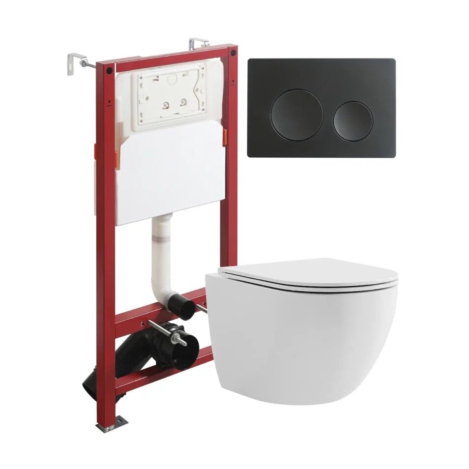 Изображение товара Подвесной унитаз Agger ATI03100+APB144 со смывом и сиденьем микролифт