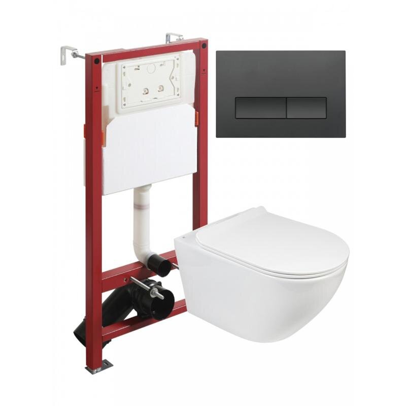 Изображение товара Подвесной безободковый унитаз Agger ATI03100+APB244 с инсталляцией и мягким сиденьем