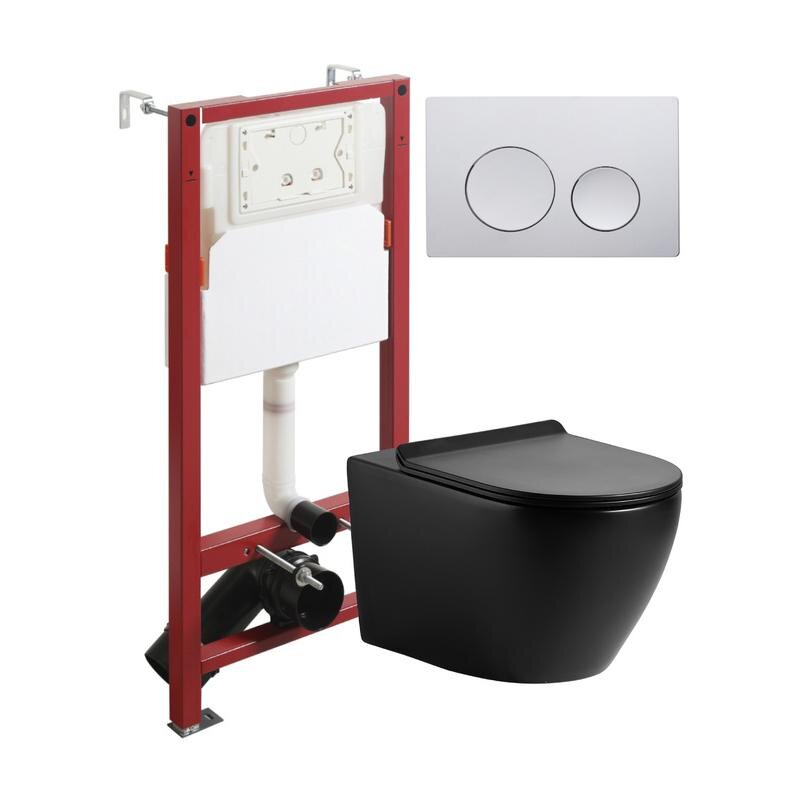 Изображение товара Подвесной безободковый унитаз Agger ATI03144+APB100 с инсталляцией и сиденьем микролифт